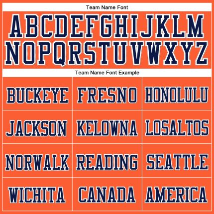 Personalized Orange Navy-White Stitched Cuffed Knit Hat Team Custom Name and Number
