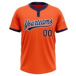 Personalized Orange Navy-White Two-Button Unisex Softball Jersey Team Custom Name and Number