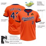 Personalized Orange Navy-White Two-Button Unisex Softball Jersey Team Custom Name and Number
