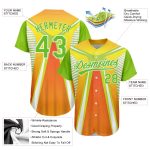 Personalized Orange Neon Green-White 3D Pattern Design Abstract Sport Authentic Baseball Jersey Team Custom Name and Number