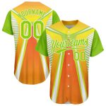 Personalized Orange Neon Green-White 3D Pattern Design Abstract Sport Authentic Baseball Jersey Team Custom Name and Number