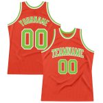 Personalized Orange Neon Green-White Authentic Throwback Basketball Jersey Team Custom Name and Number