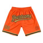 Personalized Orange Old Gold-Black Authentic Throwback Basketball Shorts Team Custom Name and Number