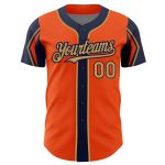 Personalized Orange Old Gold-Navy 3 Colors Arm Shapes Authentic Baseball Jersey Team Custom Name and Number
