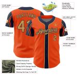 Personalized Orange Old Gold-Navy 3 Colors Arm Shapes Authentic Baseball Jersey Team Custom Name and Number