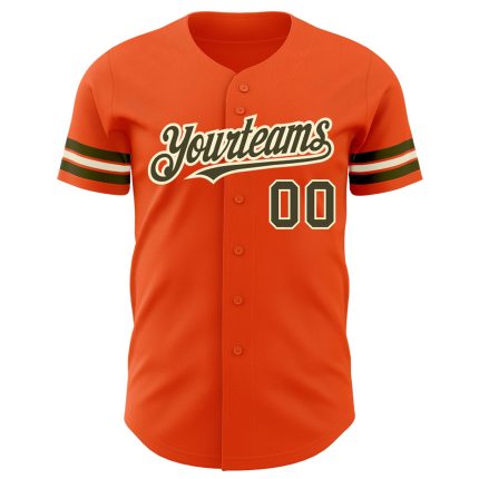 Personalized Orange Olive-Cream Authentic Baseball Jersey Team Custom Name and Number