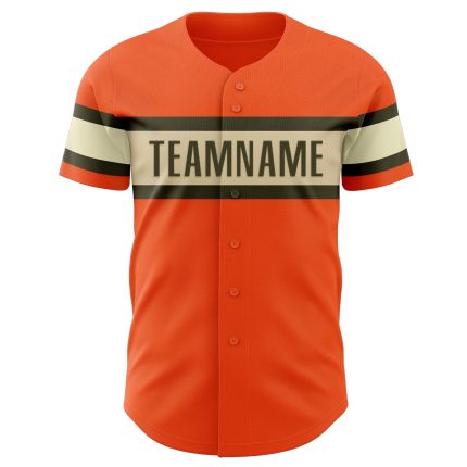 Personalized Orange Olive-Cream Authentic Baseball Jersey