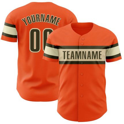 Personalized Orange Olive-Cream Authentic Baseball Jersey
