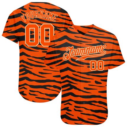 Personalized Orange Orange-Black 3D Pattern Design Tiger Authentic Baseball Jersey Team Custom Name and Number