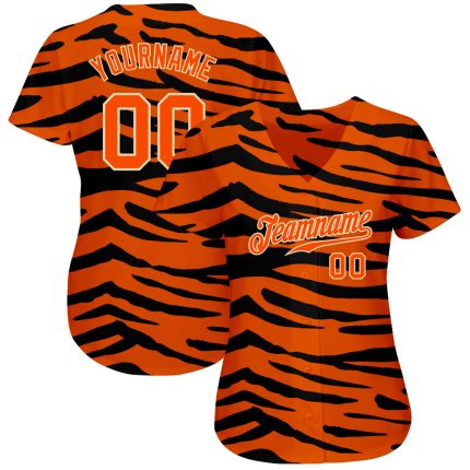 Personalized Orange Orange-Black 3D Pattern Design Tiger Authentic Baseball Jersey Team Custom Name and Number