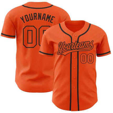 Personalized Orange Orange-Black Authentic Baseball Jersey
