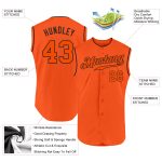 Personalized Orange Orange-Black Authentic Sleeveless Baseball Jersey Team Custom Name and Number