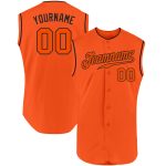 Personalized Orange Orange-Black Authentic Sleeveless Baseball Jersey Team Custom Name and Number