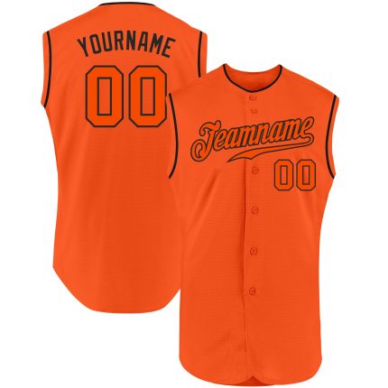 Personalized Orange Orange-Black Authentic Sleeveless Baseball Jersey Team Custom Name and Number