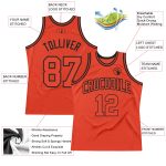 Personalized Orange Orange-Black Authentic Throwback Basketball Jersey Team Custom Name and Number