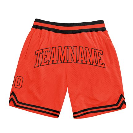 Personalized Orange Orange-Black Authentic Throwback Basketball Shorts Team Custom Name and Number