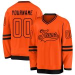 Personalized Orange Orange-Black Hockey Jersey Team Custom Name and Number