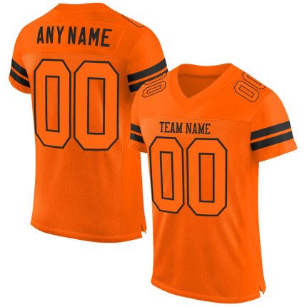 Personalized Orange Orange-Black Mesh Authentic Football Jersey Team Custom Name and Number