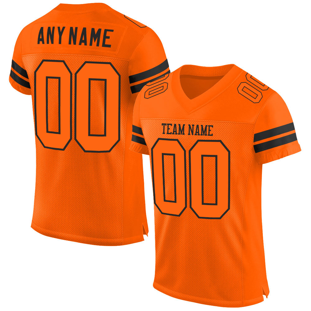 Personalized Orange Orange-Black Mesh Authentic Football Jersey Team Custom Name and Number