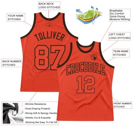Personalized Orange Orange-Brown Authentic Throwback Basketball Jersey Team Custom Name and Number