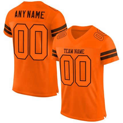 Personalized Orange Orange-Brown Mesh Authentic Football Jersey Team Custom Name and Number