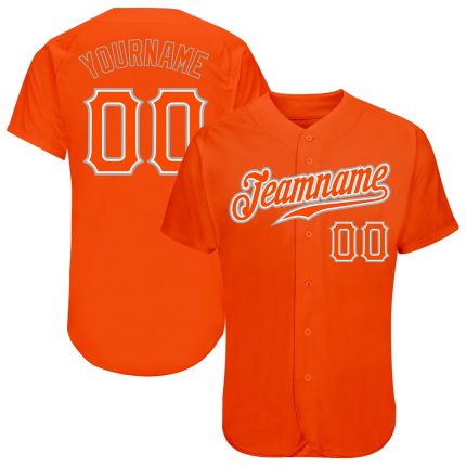 Personalized Orange Orange-Gray Authentic Baseball Jersey Team Custom Name and Number