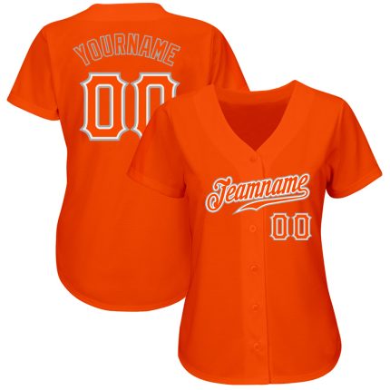 Personalized Orange Orange-Gray Authentic Baseball Jersey Team Custom Name and Number