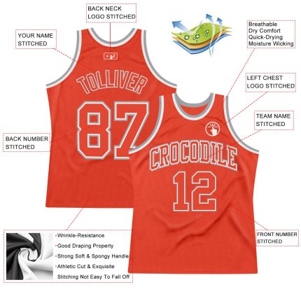 Personalized Orange Orange-Gray Authentic Throwback Basketball Jersey Team Custom Name and Number