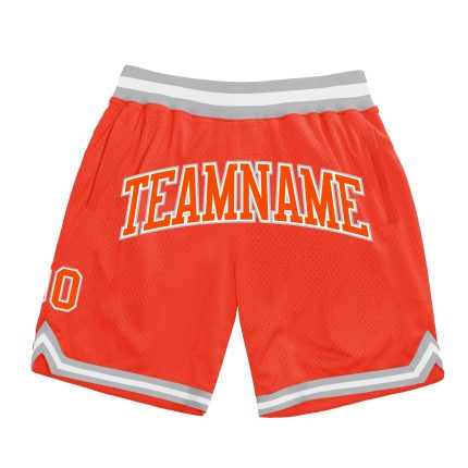 Personalized Orange Orange-Gray Authentic Throwback Basketball Shorts Team Custom Name and Number