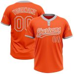 Personalized Orange Orange-Gray Two-Button Unisex Softball Jersey Team Custom Name and Number