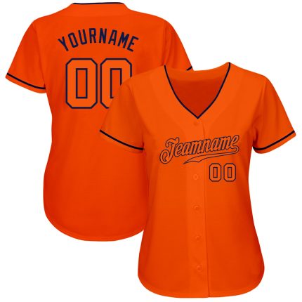Personalized Orange Orange-Navy Authentic Baseball Jersey Team Custom Name and Number