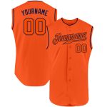 Personalized Orange Orange-Navy Authentic Sleeveless Baseball Jersey Team Custom Name and Number