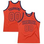 Personalized Orange Orange-Navy Authentic Throwback Basketball Jersey Team Custom Name and Number