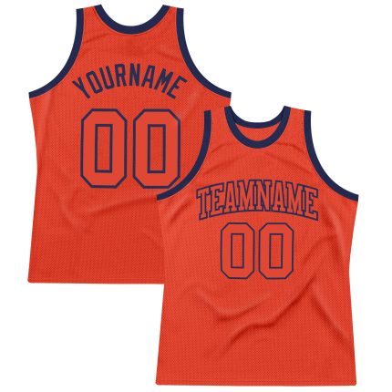 Personalized Orange Orange-Navy Authentic Throwback Basketball Jersey Team Custom Name and Number