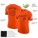 Personalized Orange Orange-Navy Performance T-Shirt Team Custom Name and Number