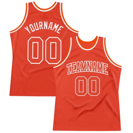 Personalized Orange Orange-White Authentic Throwback Basketball Jersey Team Custom Name and Number