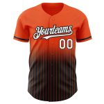 Personalized Orange Pinstripe White-Black Authentic Fade Fashion Baseball Jersey Team Custom Name and Number
