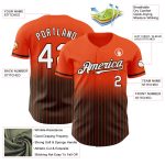 Personalized Orange Pinstripe White-Brown Authentic Fade Fashion Baseball Jersey Team Custom Name and Number