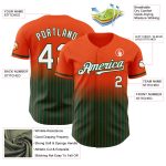 Personalized Orange Pinstripe White-Green Authentic Fade Fashion Baseball Jersey Team Custom Name and Number