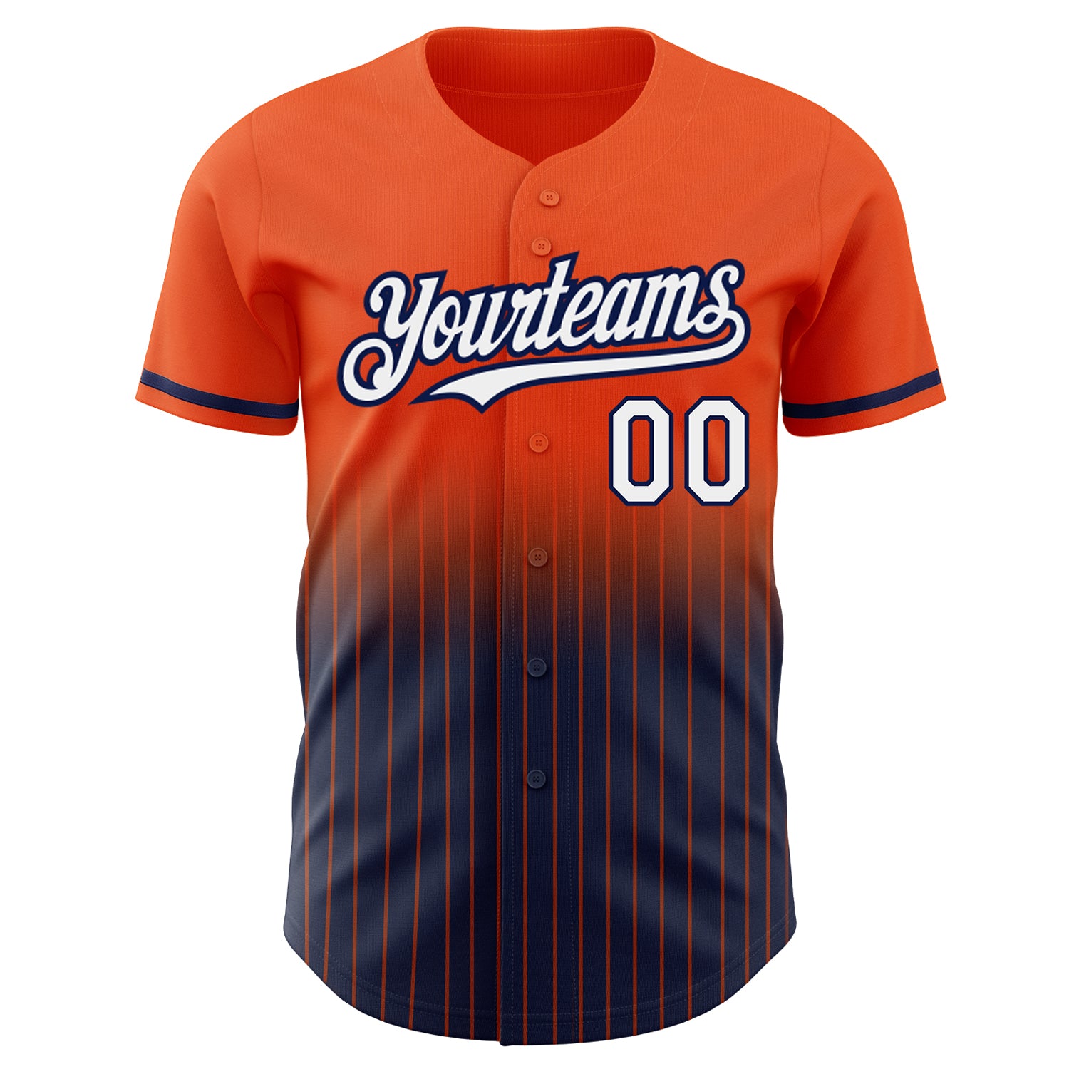 Personalized Orange Pinstripe White-Navy Authentic Fade Fashion Baseball Jersey Team Custom Name and Number Personalized Orange Pinstripe White-Navy Authentic Fade Fashion Baseball Jersey Team Custom Name and Number - Image 3