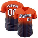 Personalized Orange Pinstripe White-Navy Authentic Fade Fashion Baseball Jersey Team Custom Name and Number