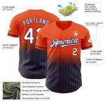Personalized Orange Pinstripe White-Navy Authentic Fade Fashion Baseball Jersey Team Custom Name and Number