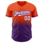 Personalized Orange Pinstripe White-Purple Authentic Fade Fashion Baseball Jersey Team Custom Name and Number
