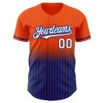 Personalized Orange Pinstripe White-Royal Authentic Fade Fashion Baseball Jersey Team Custom Name and Number