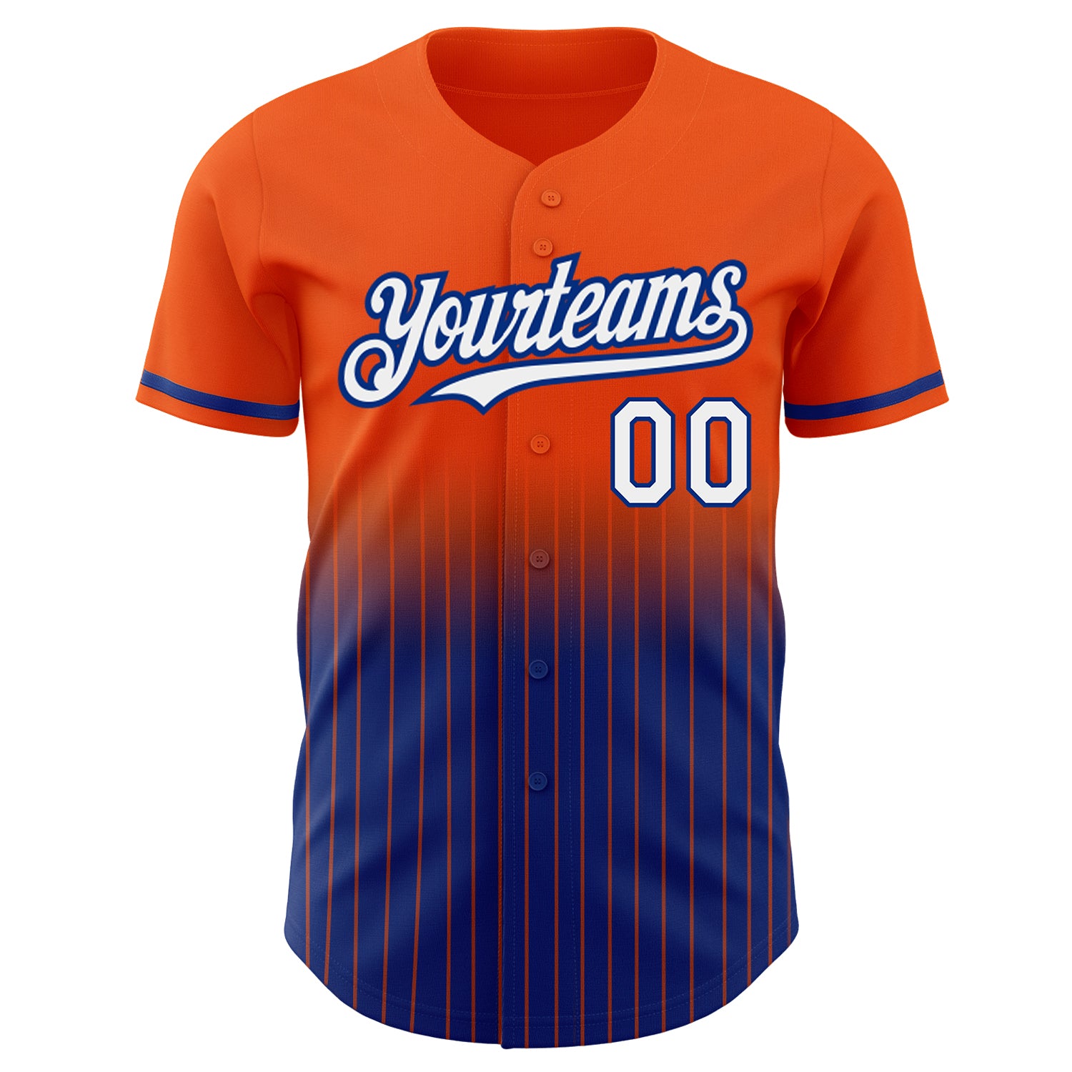 Personalized Orange Pinstripe White-Royal Authentic Fade Fashion Baseball Jersey Team Custom Name and Number Personalized Orange Pinstripe White-Royal Authentic Fade Fashion Baseball Jersey Team Custom Name and Number - Image 3