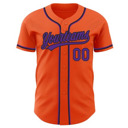 Personalized Orange Purple-Black Authentic Baseball Jersey Team Custom Name and Number