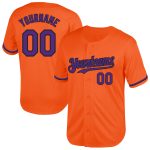 Personalized Orange Purple-Black Mesh Authentic Throwback Baseball Jersey Team Custom Name and Number