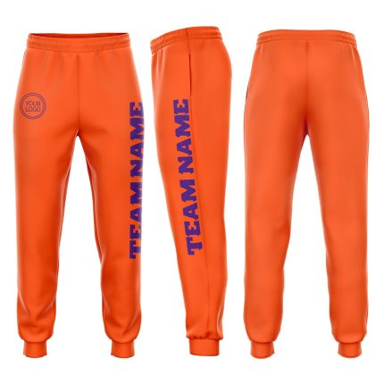 Personalized Orange Purple Fleece Jogger Sweatpants Team Custom Name and Number