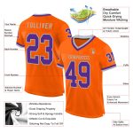 Personalized Orange Purple-Gray Mesh Authentic Throwback Football Jersey Team Custom Name and Number