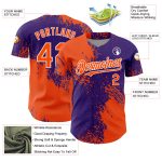 Personalized Orange Purple-White 3D Pattern Design Abstract Brush Stroke Authentic Baseball Jersey Team Custom Name and Number